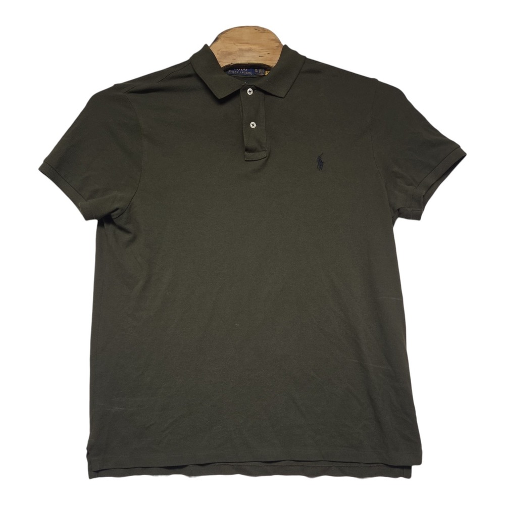 Polo Ralph Lauren Mens XL Slim Fit Olive Green Short Sleeve Pique Polo Shirt